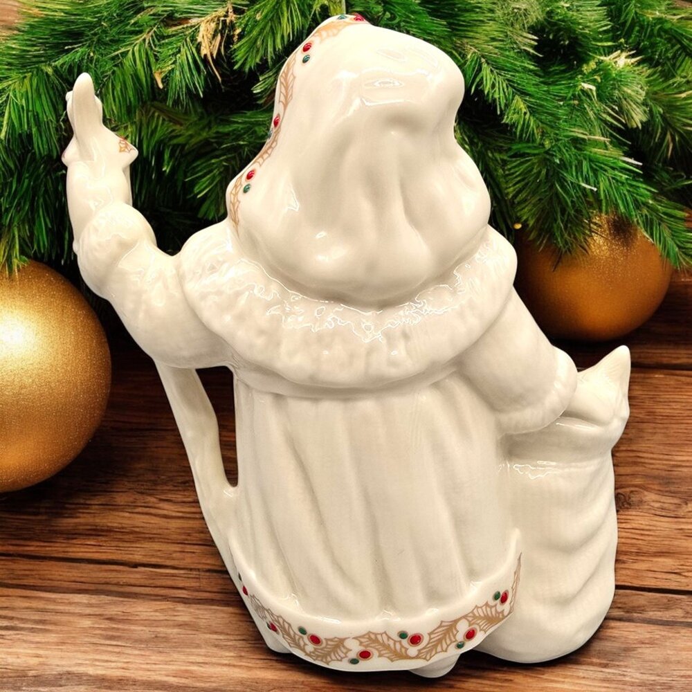 LENOX Jeweled Woodland Santa Figurine 1994 Christmas 2nd in Series Porcelain - Picture 3 of 9